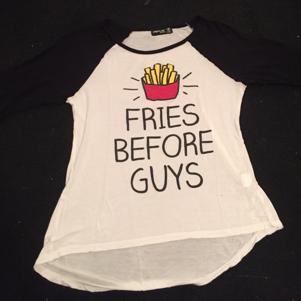 Fries Before Guys Baseball Styled Tee